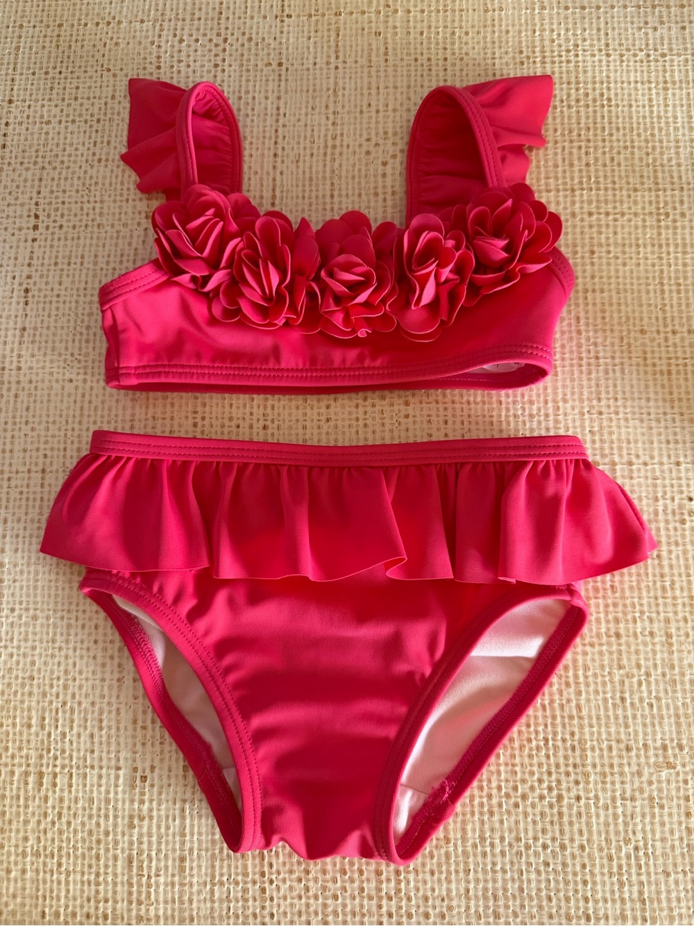 Janie and Jack Hot Pink Floral Ruffle Two-Piece Swim Set